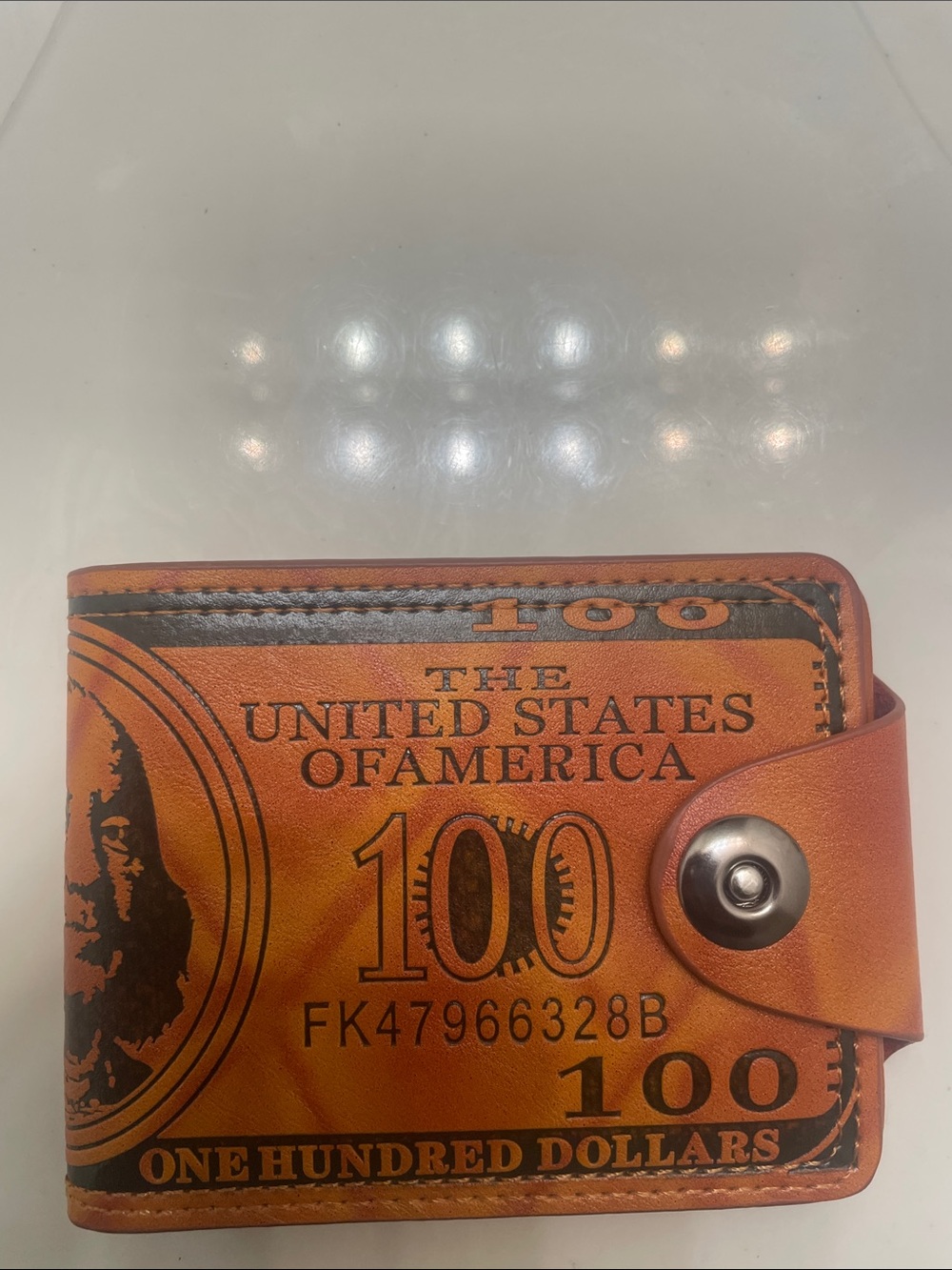 Novelty $100 Bill Leather Wallet - Brown and Black